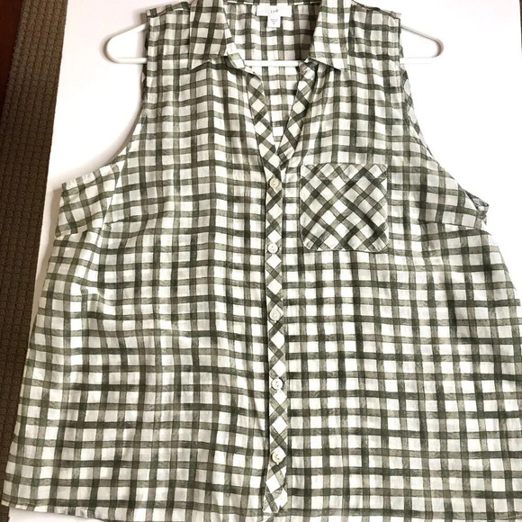 J.Jill Checkered Sleeveless Tie-Hem Blouse, Size M - Picture 3 of 10